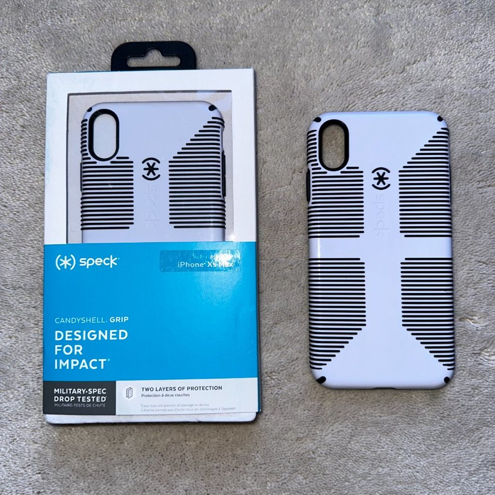 Two (2) SPECK White/Black CANDYSHELL GRIP CASEs #115894-1909 for iPhone XS Max